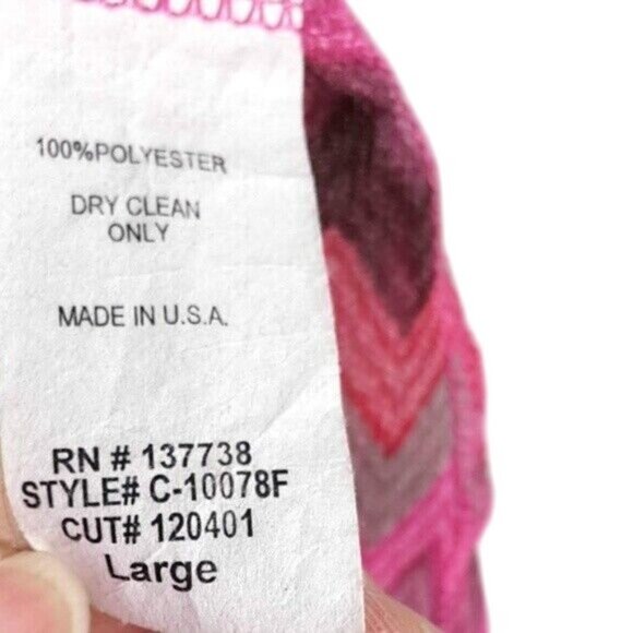 2/$15 Blue Rain Chevron Tank Top Pink Large Keyhole Sleeveless Semi Sheer Ties - Picture 6 of 7